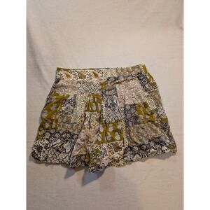 Anthropologie Maeve brown green boho patchwork shorts 100%‎ rayon size S